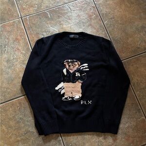 Black Sweater with Bear Design